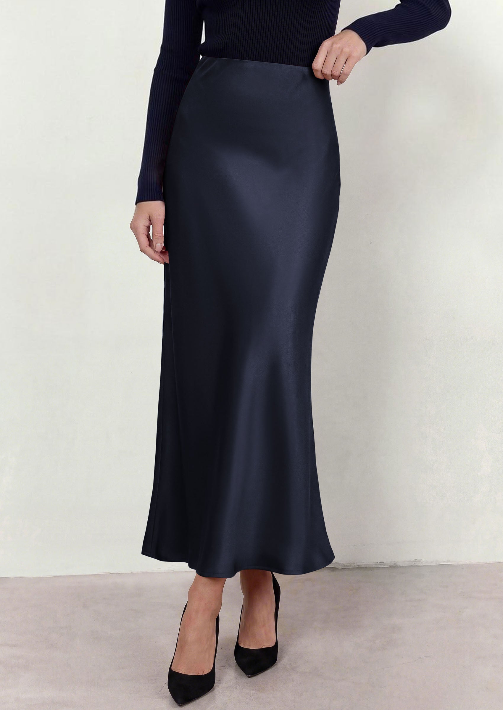 PRETTYGARDEN Women's 2026 Fall Fashion Maxi Long Skirts Trendy Silk Satin High Waisted A Line Mermaid Business Casual Outfits