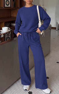 PRETTYGARDEN 2 Piece Lounge Sets Fall Matching Sweatsuits Women Clothing | Loose Crewneck Sweatshirts & Wide Leg Pants Pockets, Casual Sweat Set, Airport Travel Vacation 0utfits, Fashion Tracksuits