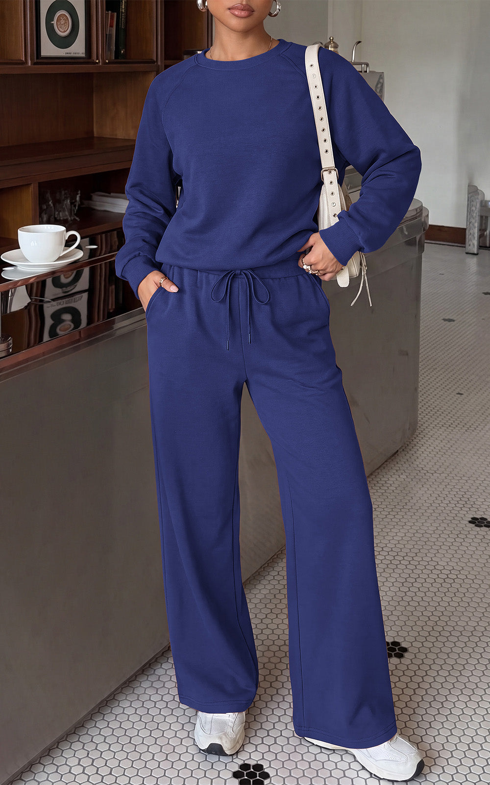 PRETTYGARDEN 2 Piece Lounge Sets Fall Matching Sweatsuits Women Clothing | Loose Crewneck Sweatshirts & Wide Leg Pants Pockets, Casual Sweat Set, Airport Travel Vacation 0utfits, Fashion Tracksuits