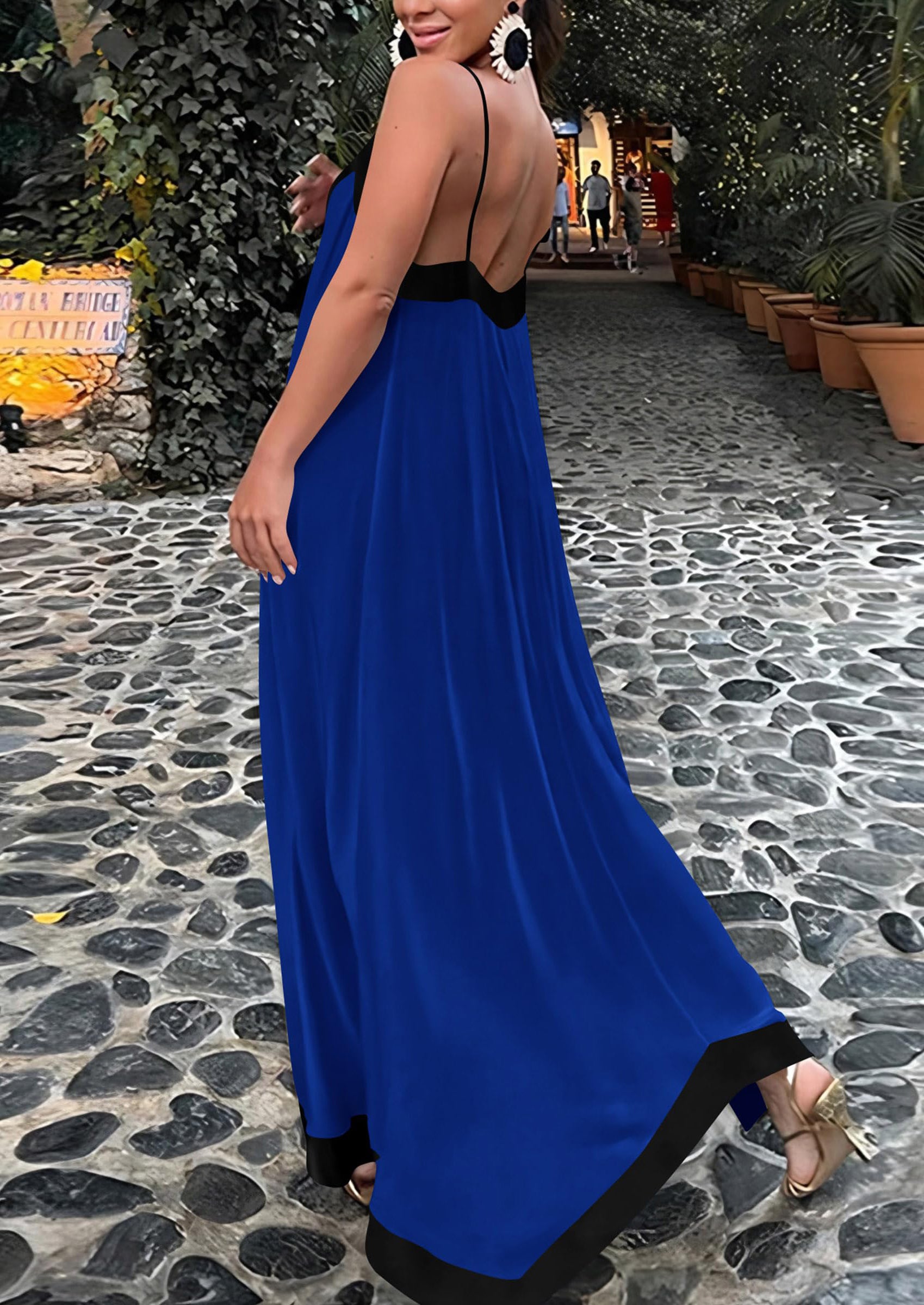 PRETTYGARDEN Women's Flowy Maxi Dress Summer Sleeveless V Neck Spaghetti Strap Elegant Wedding Party Dresses