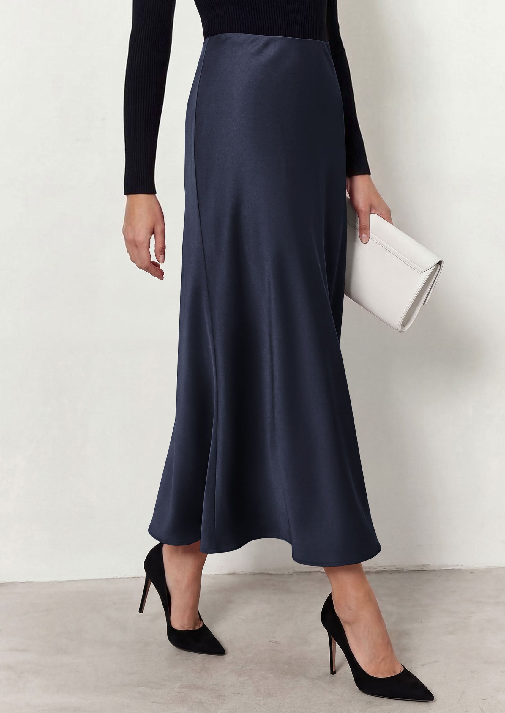 PRETTYGARDEN Women's 2026 Fall Fashion Maxi Long Skirts Trendy Silk Satin High Waisted A Line Mermaid Business Casual Outfits