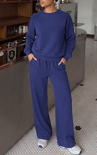 PRETTYGARDEN 2 Piece Lounge Sets Fall Matching Sweatsuits Women Clothing | Loose Crewneck Sweatshirts & Wide Leg Pants Pockets, Casual Sweat Set, Airport Travel Vacation 0utfits, Fashion Tracksuits