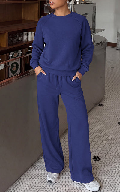 PRETTYGARDEN 2 Piece Lounge Sets Fall Matching Sweatsuits Women Clothing | Loose Crewneck Sweatshirts & Wide Leg Pants Pockets, Casual Sweat Set, Airport Travel Vacation 0utfits, Fashion Tracksuits