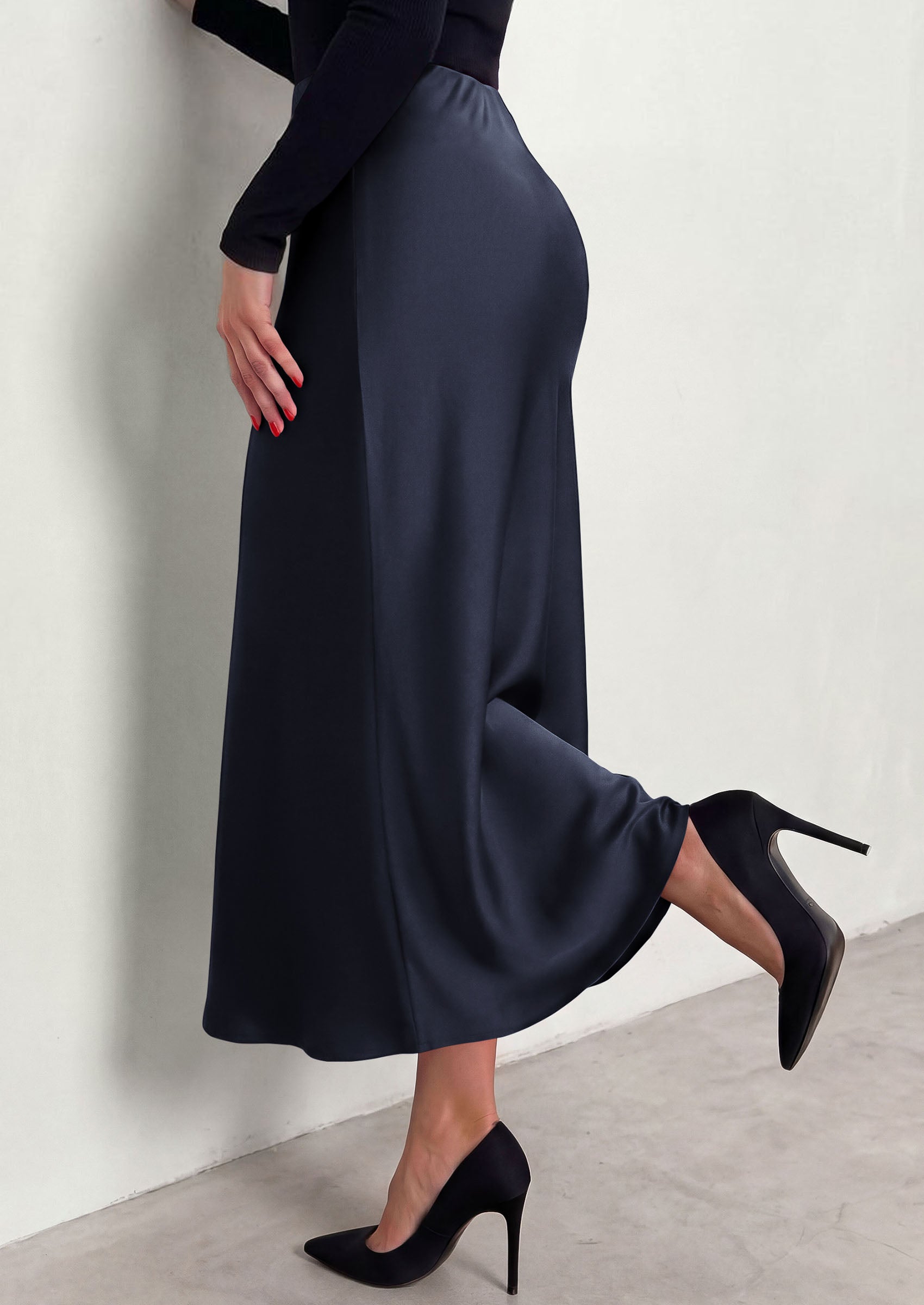 PRETTYGARDEN Women's 2026 Fall Fashion Maxi Long Skirts Trendy Silk Satin High Waisted A Line Mermaid Business Casual Outfits