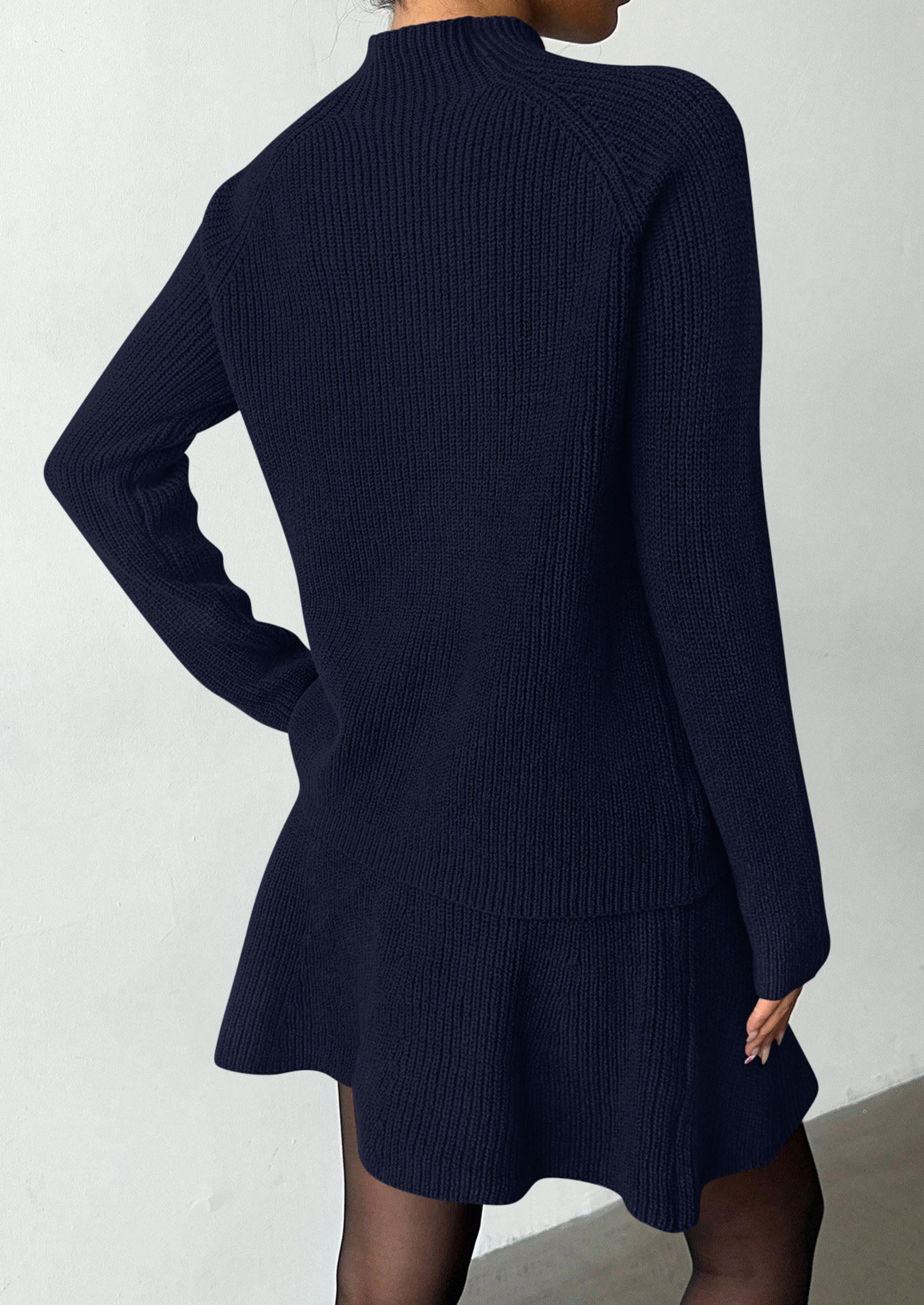 PRETTYGARDEN Women's Fall 2 Piece Outfits Matching Sweater Skirt Sets  Cozy Ribbed Knit, Raglan Long Sleeve, Crewneck Pullover, Elastic Waist A Line, Mini Short Skirts, Holiday Winter Clothing
