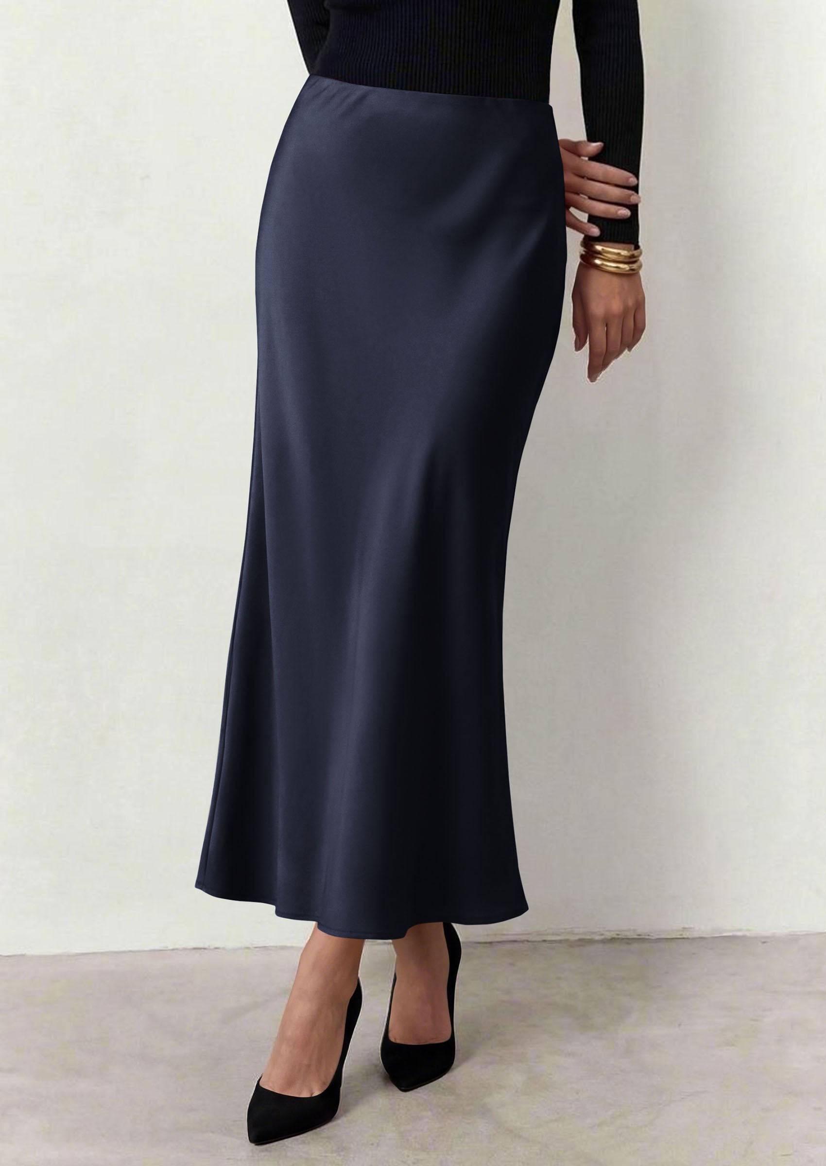 PRETTYGARDEN Women's 2026 Fall Fashion Maxi Long Skirts Trendy Silk Satin High Waisted A Line Mermaid Business Casual Outfits