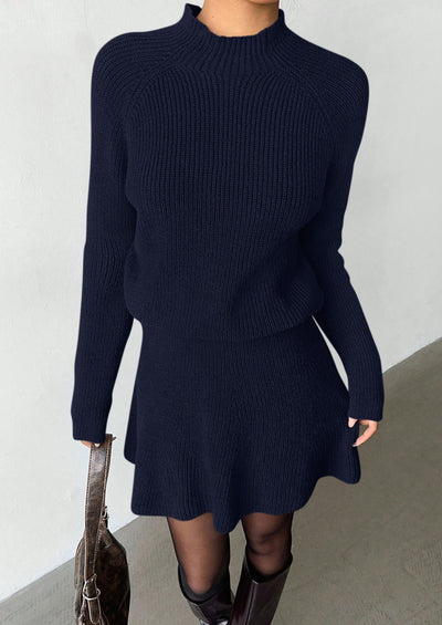 PRETTYGARDEN Women's Fall 2 Piece Outfits Matching Sweater Skirt Sets  Cozy Ribbed Knit, Raglan Long Sleeve, Crewneck Pullover, Elastic Waist A Line, Mini Short Skirts, Holiday Winter Clothing