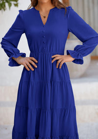 PRETTYGARDEN Women Fall Long Sleeve Smocked Maxi Dress Casual Square Neck Swiss Dot Tiered Ruffle Flowy Spring Pocket Dresses