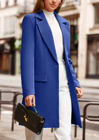 PRETTYGARDEN Women's Spring Fall Long Blazer Jackets Long Sleeve Lapel Pockets Loose Fit Work Casual Blazers Outerwear