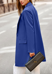 PRETTYGARDEN Women's Spring Fall Long Blazer Jackets Long Sleeve Lapel Pockets Loose Fit Work Casual Blazers Outerwear