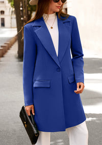 PRETTYGARDEN Women's Spring Fall Long Blazer Jackets Long Sleeve Lapel Pockets Loose Fit Work Casual Blazers Outerwear