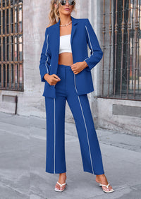 PRETTYGARDEN 2 Piece Blazer Outfits Business Casual Oversized Jacket Wide Leg Work Pants Dressy Suit Set