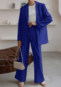 PRETTYGARDEN Women's Fall Two Piece Outfits Dressy Blazer Jacket and Wide Leg Pants Pockets Business Casual Office Suit Sets