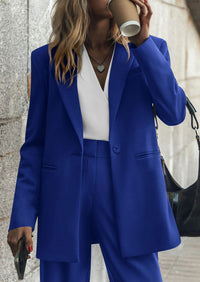 PRETTYGARDEN Women's Fall Two Piece Outfits Dressy Blazer Jacket and Wide Leg Pants Pockets Business Casual Office Suit Sets