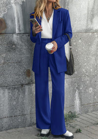 PRETTYGARDEN Women's Fall Two Piece Outfits Dressy Blazer Jacket and Wide Leg Pants Pockets Business Casual Office Suit Sets