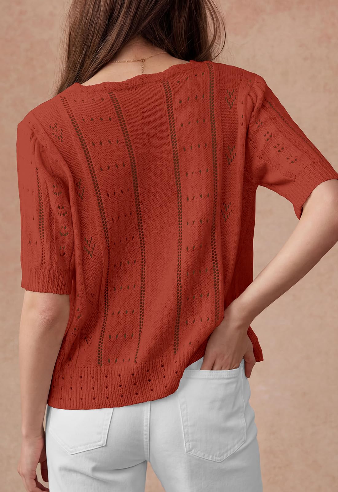 PRETTYGARDEN Womens Short Sleeve Crochet Knit Sweater Spring Fashion Button Down Lightweight Cardigans Summer Tops PRETTYGARDEN