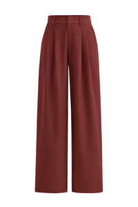 Elastic High Waisted Straight Leg Business Trousers Slacks With Pockets