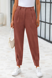 Summer High Waisted Ankle Length Trouser Slacks With Pockets