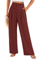 Elastic High Waisted Straight Leg Business Trousers Slacks With Pockets