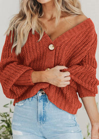 PRETTYGARDEN Women's Chunky Knit Open Front Sweater Long Sleeve Button Loose Short Cardigan Outerwear Coats