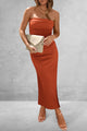 Ribbed Strapless Side Slit Long Going Out Casual Elegant Party Dresses