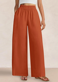 Womens Wide Leg Pants Casual 2025 Elastic Waist Loose Flowy Palazzo Pants Trousers with Pockets