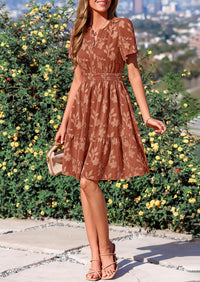 PRETTYGARDEN Womens Summer Mini Dress with Pockets Floral Short Sleeve V Neck Elastic Waist Cute Dresses Beach Sundress