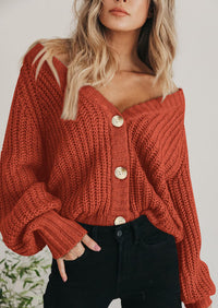 PRETTYGARDEN Women's Chunky Knit Open Front Sweater Long Sleeve Button Loose Short Cardigan Outerwear Coats