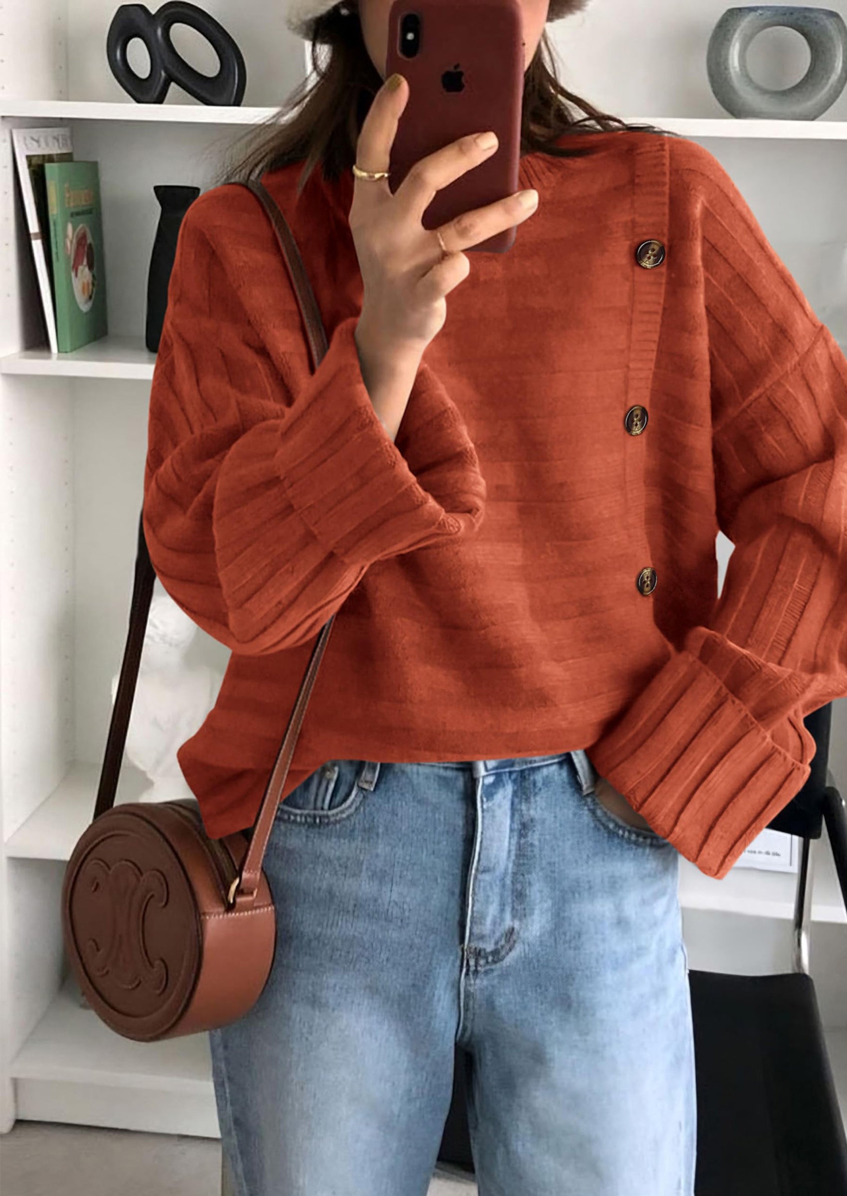 PRETTYGARDEN Womens Sweaters Fall Casual Long Sleeve Crewneck Button Loose Winter Knit Pullover Sweater Tops