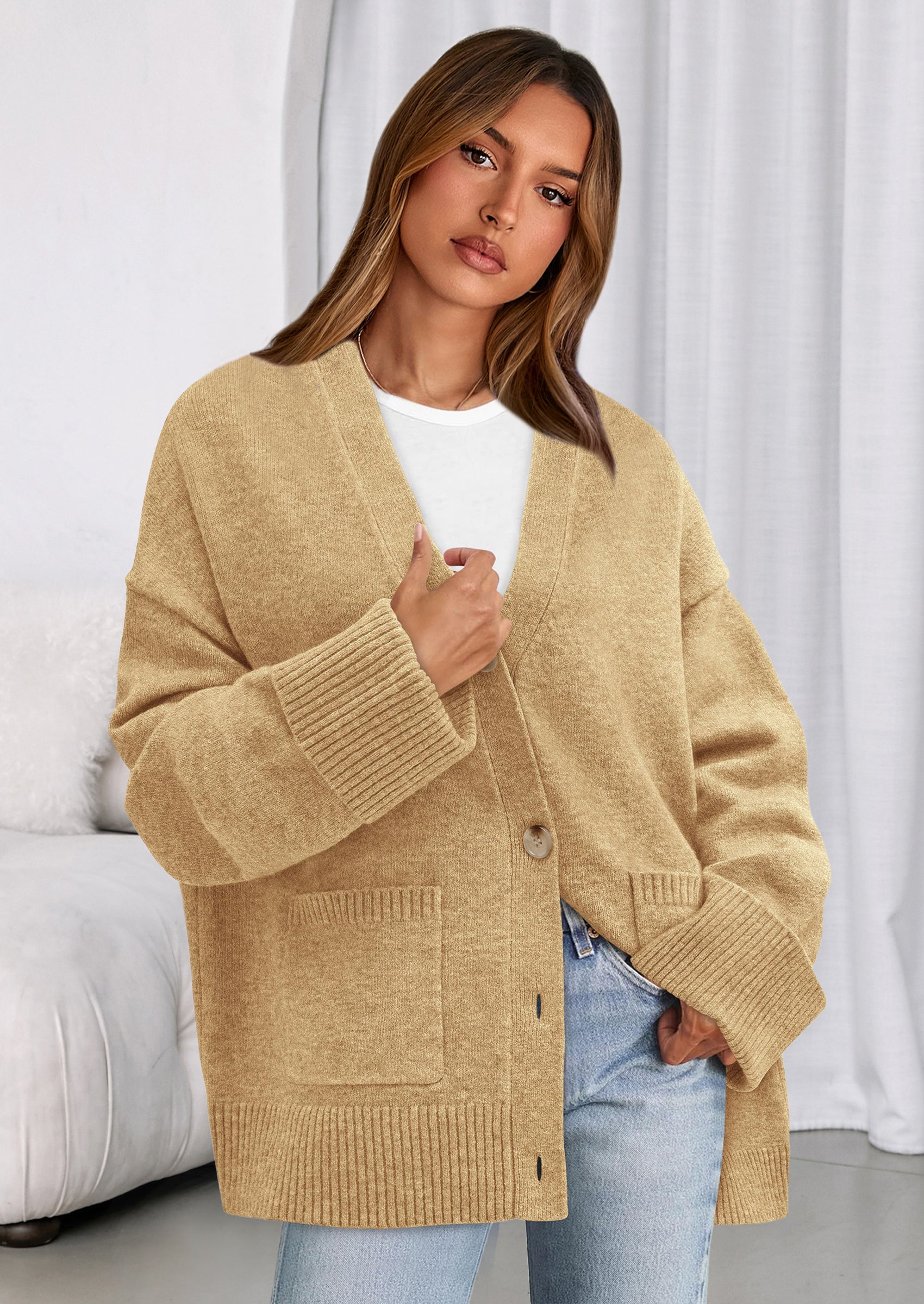 PRETTYGARDEN Women's Oversized Cardigan Sweaters Trendy Chunky Knit Lo
