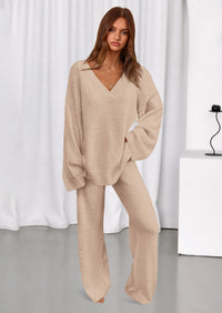PRETTYGARDEN Lounge Sets for Women Two Piece Sweaters Pajama Set Fall Fashion Loungewear Outfits Matching Winter Clothes