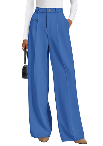 PRETTYGARDEN Women's Tailored Wide Leg Work Dress Pants | High Waisted Flowy Business Casual Palazzo Pants, Professional Office Trousers Slacks, Interview Outfits, Work Clothes