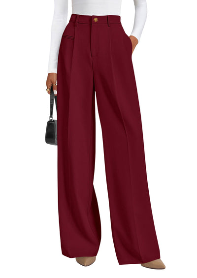 PRETTYGARDEN Women's Tailored Wide Leg Work Dress Pants | High Waisted Flowy Business Casual Palazzo Pants, Professional Office Trousers Slacks, Interview Outfits, Work Clothes