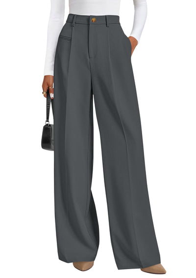 PRETTYGARDEN Women's Tailored Wide Leg Work Dress Pants | High Waisted Flowy Business Casual Palazzo Pants, Professional Office Trousers Slacks, Interview Outfits, Work Clothes