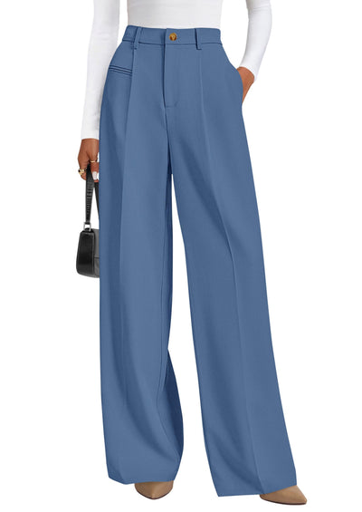 PRETTYGARDEN Women's Tailored Wide Leg Work Dress Pants | High Waisted Flowy Business Casual Palazzo Pants, Professional Office Trousers Slacks, Interview Outfits, Work Clothes