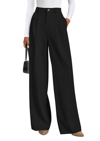PRETTYGARDEN Women's Tailored Wide Leg Work Dress Pants | High Waisted Flowy Business Casual Palazzo Pants, Professional Office Trousers Slacks, Interview Outfits, Work Clothes