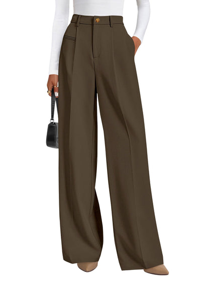 PRETTYGARDEN Women's Tailored Wide Leg Work Dress Pants | High Waisted Flowy Business Casual Palazzo Pants, Professional Office Trousers Slacks, Interview Outfits, Work Clothes