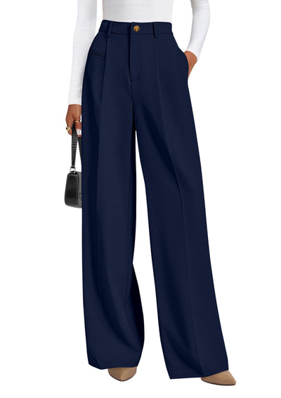 PRETTYGARDEN Women's Tailored Wide Leg Work Dress Pants | High Waisted Flowy Business Casual Palazzo Pants, Professional Office Trousers Slacks, Interview Outfits, Work Clothes