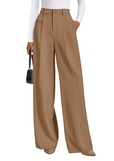 PRETTYGARDEN Women's Tailored Wide Leg Work Dress Pants | High Waisted Flowy Business Casual Palazzo Pants, Professional Office Trousers Slacks, Interview Outfits, Work Clothes