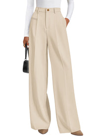 PRETTYGARDEN Women's Tailored Wide Leg Work Dress Pants | High Waisted Flowy Business Casual Palazzo Pants, Professional Office Trousers Slacks, Interview Outfits, Work Clothes