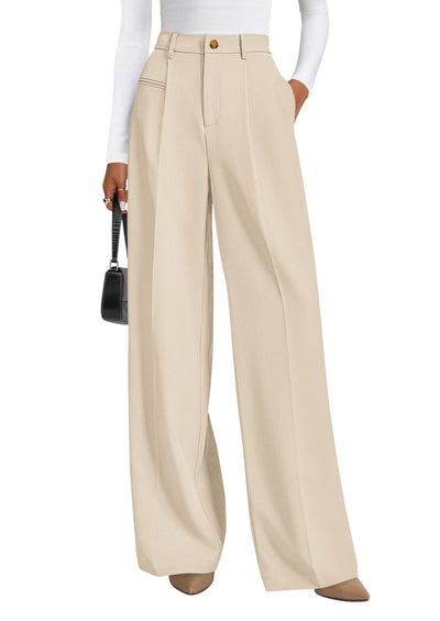 PRETTYGARDEN Women's Tailored Wide Leg Work Dress Pants | High Waisted Flowy Business Casual Palazzo Pants, Professional Office Trousers Slacks, Interview Outfits, Work Clothes