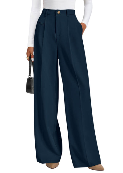 PRETTYGARDEN Women's Tailored Wide Leg Work Dress Pants | High Waisted Flowy Business Casual Palazzo Pants, Professional Office Trousers Slacks, Interview Outfits, Work Clothes