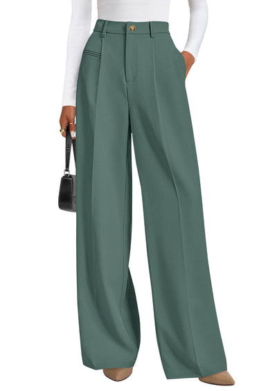 PRETTYGARDEN Women's Tailored Wide Leg Work Dress Pants | High Waisted Flowy Business Casual Palazzo Pants, Professional Office Trousers Slacks, Interview Outfits, Work Clothes