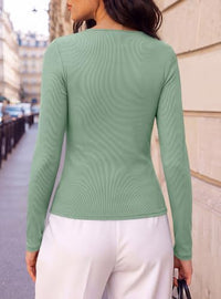 PRETTYGARDEN Women's Ribbed Knit V Neck Fall Blouses Long Sleeve Work Tops Business Casual Office Clothes, Dressy Wrap Shirts, Elegant Going Out Date Night Outfit, Slim Fit, Buckle, Asymmetrical Hem