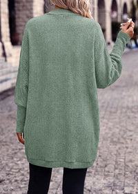 PRETTYGARDEN Batwing Long Sleeve Lightweight Cardigan Sweaters for Women Batwing Sleeve Long Cardigans Loose Fit Soft Ribbed Knit Light Weight Sweater Early Fall Fashion Streetwear Travel Outfits
