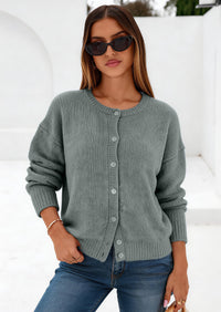 PRETTYGARDEN Long Sleeve Crewneck Button Down Womens Sweaters Fall Open Front Chunky Cardigan Sweaters for Women