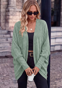 PRETTYGARDEN Batwing Long Sleeve Lightweight Cardigan Sweaters for Women Batwing Sleeve Long Cardigans Loose Fit Soft Ribbed Knit Light Weight Sweater Early Fall Fashion Streetwear Travel Outfits