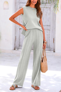 Pullover Tops And Wide Leg Pants Casual Two Piece Sets