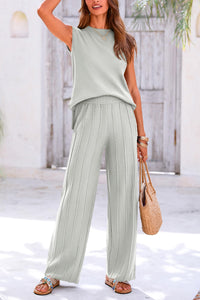 Pullover Tops And Wide Leg Pants Casual Sweater Set