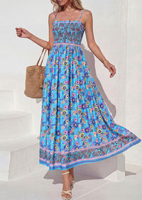 PRETTYGARDEN Womens Floral Maxi Dress Boho Casual Summer Spaghetti Strap Smocked Sleeveless Flowy Beach Vacation Dresses